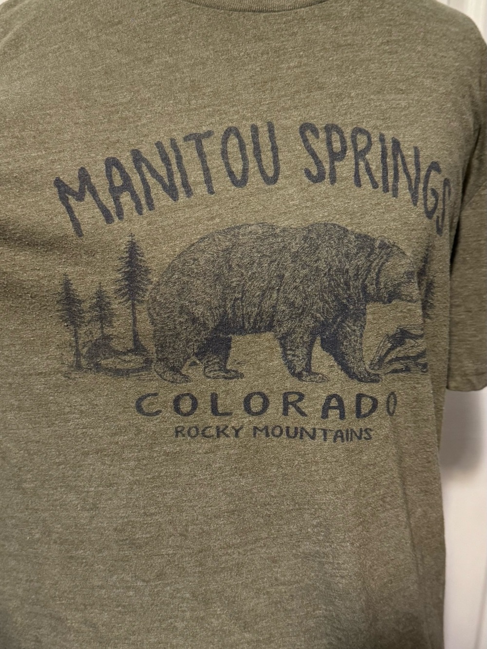 Blue 84 Olive Green Manitou Springs Bear Graphic Tee